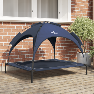 vidaXL Verhoogd Hondenbed met Verwijderbaar Dak Marineblauw XL Staal