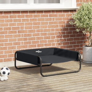 vidaXL Verhoogd Hondenbed Zwart ML Oxford Stof en Staal