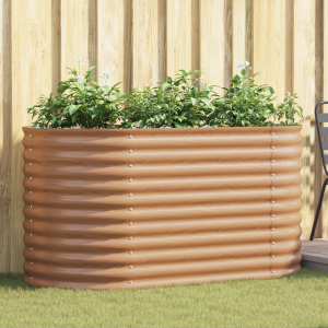 vidaXL Verhoogd Tuinbed Bruin met Houten Uiterlijk 160x80x81 cm Staal