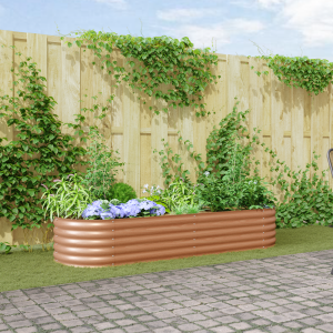 vidaXL Verhoogd Tuinbed Bruin met Houtlook 240x80x44 cm Staal