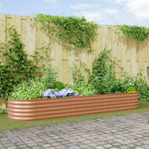 vidaXL Verhoogd Tuinbed Bruin met Houtlook 320x80x44 cm Staal