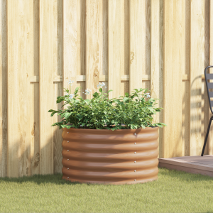 vidaXL Verhoogd tuinbed bruin met houtlook 80x80x44 cm staal