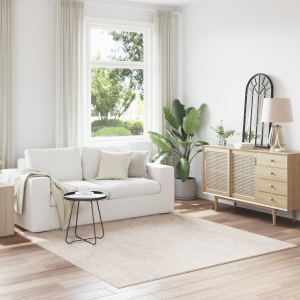vidaXL Vloerkleed shaggy met latex onderkant 200x200 cm crèmekleurig