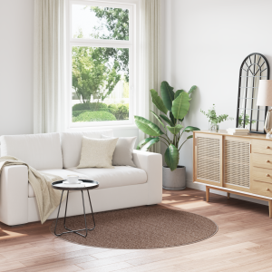 vidaXL Vloerkleed shaggy met latex onderkant ø160 cm bruin