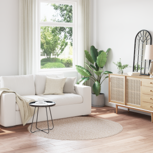 vidaXL Vloerkleed shaggy met latex onderkant ø160 cm crèmekleurig