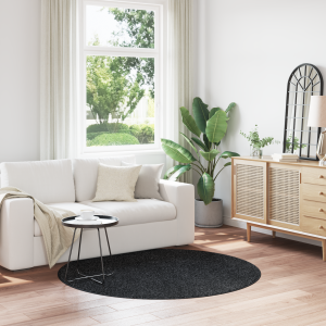 vidaXL Vloerkleed shaggy met latex onderkant ø160 cm donkergrijs