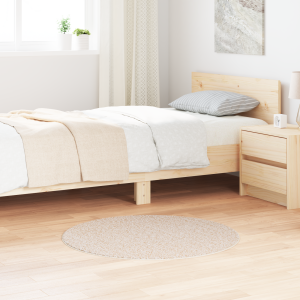 vidaXL Vloerkleed shaggy met latex onderkant ø90 cm crèmekleurig