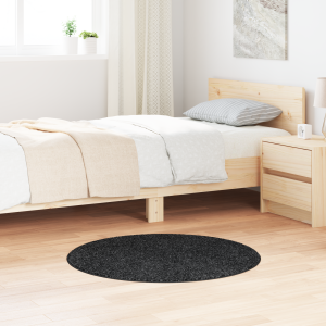 vidaXL Vloerkleed shaggy met latex onderkant ø90 cm donkergrijs