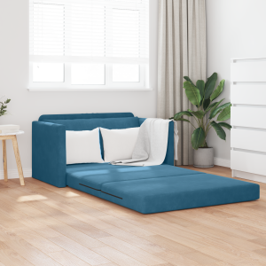 vidaXL Vloersofa Bed 2-in-1 Blauw 124x204x61 cm Velours