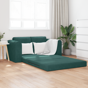 vidaXL Vloersofa Bed 2-in-1 Donkergroen 148x71x83 cm Velours