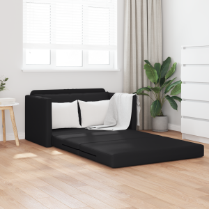 vidaXL Vloersofa Bed 2-in-1 Zwart 124x71x78 cm Faux Leer