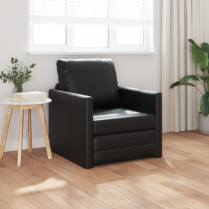 vidaXL Vloersofa Bed 2-in-1 Zwart 74x77x81 cm Kunstleer