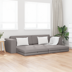 vidaXL Vloervouwbed 2-in-1 Taupe 245x150x60.5 cm Stof