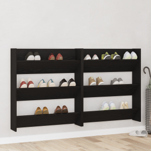 vidaXL Wand Schoenenkasten met plank Anders 2 pcs Zwart eiken 60 x 18 x 60 cm