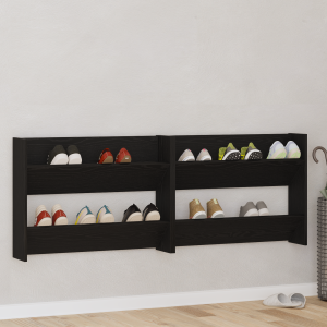 vidaXL Wand Schoenenkasten met plank Anders 2 pcs Zwart eiken 60 x 18 x 60 cm