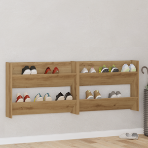 vidaXL Schoenenkast 2 pcs Artisan Eiken 81 x 18 x 60 cm Bewerkt hout