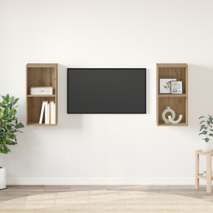 vidaXL Wand TV Kast 2 pcs Ambachtelijk eiken 37 x 37 x 72 cm