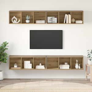 vidaXL Wand TV Kast 4 pcs artisanaal eikenkleurig 37 x 37 x 107.5 cm