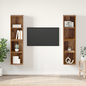 vidaXL Wand TV Kast 4 pcs Oude hout 37 x 37 x 72 cm Bewerkt hout