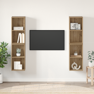vidaXL Wand TV Kast met plank 4 pcs Ambachtelijk eiken 37 x 37 x 72 cm