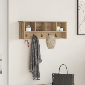 vidaXL Wandgemonteerde kapstok artisanaal eikenkleurig 75 x 16 x 26 cm