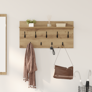 vidaXL Wandgemonteerde kapstok artisanaal eikenkleurig 80 x 40 x 12 cm