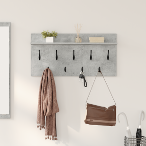 vidaXL Wandgemonteerde kapstok Betongrijs 80 x 40 x 12 cm Bewerkt hout
