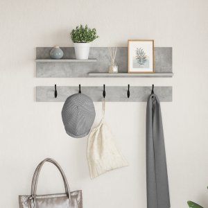 vidaXL Wandgemonteerde kapstok Betongrijs 90 x 15 x 36 cm Bewerkt hout
