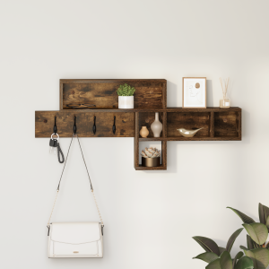 vidaXL Wandgemonteerde kapstok Gerookt eiken 100 x 12 x 43.5 cm
