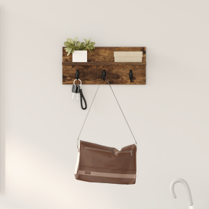 vidaXL Wandgemonteerde kapstok Gerookt eiken 40 x 10.5 x 18 cm