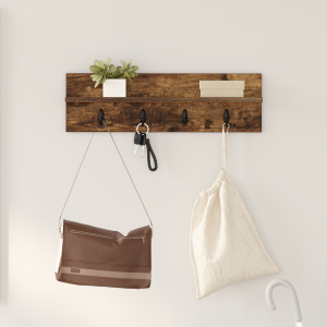 vidaXL Wandgemonteerde kapstok Gerookt eiken 60 x 10.5 x 18 cm