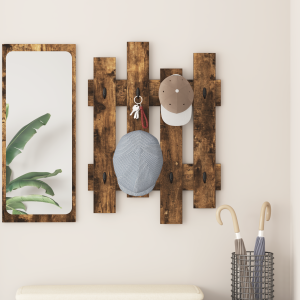 vidaXL Wandgemonteerde kapstok met opslag Gerookt eiken 60 x 3 x 82 cm