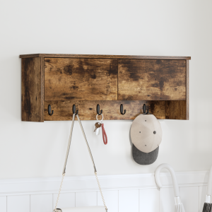 vidaXL Wandgemonteerde kapstok met plank Gerookt eiken 80 x 20 x 30 cm