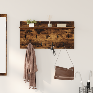 vidaXL Wandgemonteerde kapstok met plank Gerookt eiken 80 x 40 x 12 cm