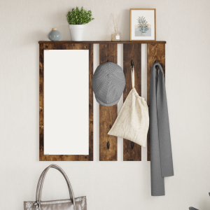 vidaXL Wandgemonteerde kapstok met plank Gerookt eiken 84 x 10 x 80 cm