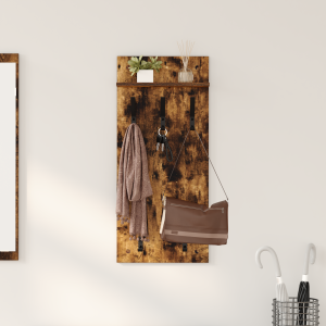 vidaXL Wandgemonteerde kapstok met plank Gerookt eiken 90 x 40 x 10 cm