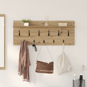 vidaXL Wandgemonteerde kapstok met plank met opslag artisanaal eikenkleurig