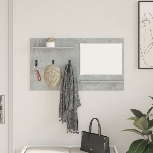 vidaXL Wandgemonteerde kapstok met plank met opslag met spiegel Beton grijs 90 x 10 x 50 cm