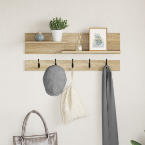 vidaXL Wandgemonteerde kapstok met plank met opslag Sonoma eiken 90 x 15 x 36 cm