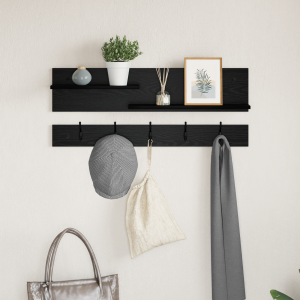 vidaXL Wandgemonteerde kapstok met plank met opslag Zwart eiken 90 x 15 x 36 cm