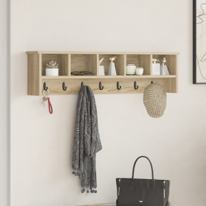 vidaXL Wandgemonteerde kapstok met plank Sonoma eiken 100 x 16 x 26 cm