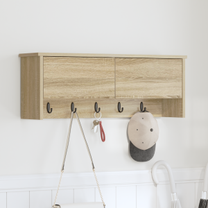 vidaXL Wandgemonteerde kapstok met plank Sonoma eiken 80 x 20 x 30 cm