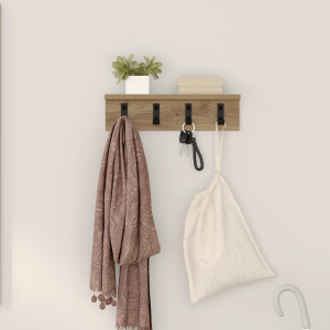 vidaXL Wandgemonteerde kapstok met plank Wandgemonteerd artisanaal eikenkleurig