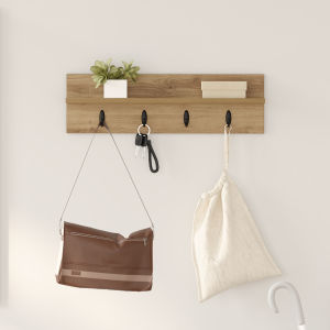 vidaXL Wandgemonteerde kapstok met plank Wandgemonteerd artisanaal eikenkleurig