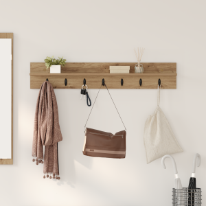 vidaXL Wandgemonteerde kapstok met plank Wandgemonteerd artisanaal eikenkleurig