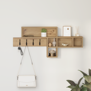 vidaXL Wandgemonteerde kapstok met plank Wandgemonteerd met opslag artisanaal eikenkleurig