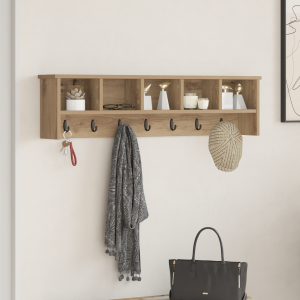 vidaXL Wandgemonteerde kapstok met plank Wandgemonteerd met opslag artisanaal eikenkleurig