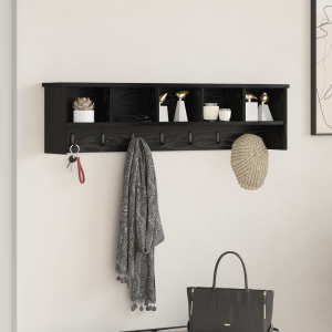 vidaXL Wandgemonteerde kapstok met plank Zwart eiken 100 x 16 x 26 cm