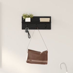 vidaXL Wandgemonteerde kapstok met plank Zwart eiken 40 x 10.5 x 18 cm