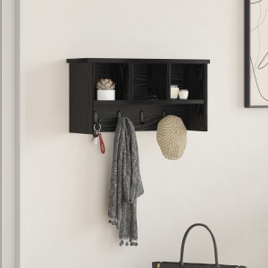 vidaXL Wandgemonteerde kapstok met plank Zwart eiken 50 x 16 x 26 cm